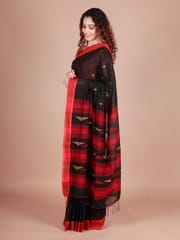 RESHAWeaves - Black Bengal Jamdani Cotton Saree