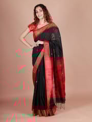 RESHAWeaves - Black Bengal Jamdani Cotton Saree