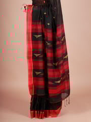 RESHAWeaves - Black Bengal Jamdani Cotton Saree