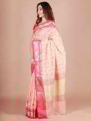 RESHAWeaves - Peach Cotton Banarasi Saree