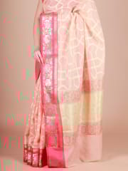 RESHAWeaves - Peach Cotton Banarasi Saree