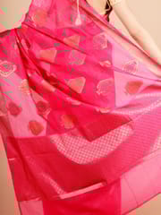 RESHAWeaves - Pink Cotton Banarasi Saree
