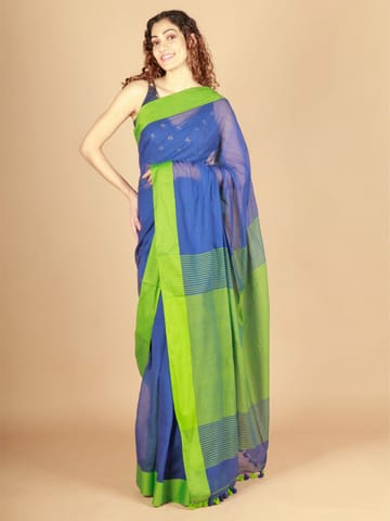 RESHAWeaves - Bengal Cotton Blue Saree