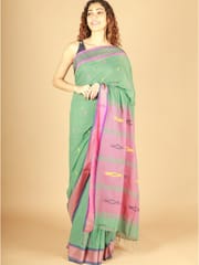 RESHAWeaves - Green Bengal Cotton Saree