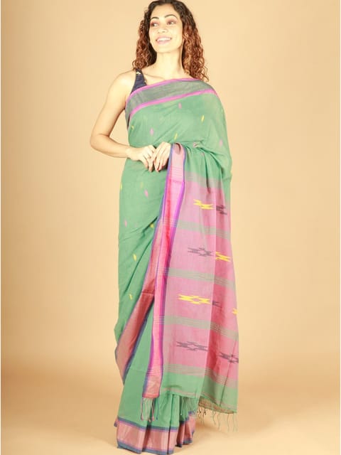 RESHAWeaves - Green Bengal Cotton Saree
