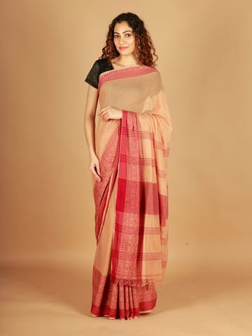 RESHAWeaves - Cream Bengal Cotton Saree