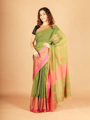 RESHAWeaves - Green Bengal Cotton Saree