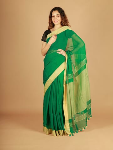 RESHAWeaves - Green Bengal Cotton Saree