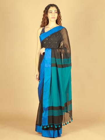 RESHAWeaves - Bengal Cotton Black Saree