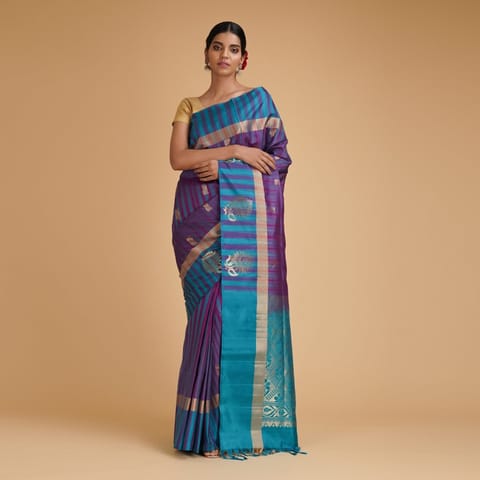 RESHAWeaves - Purple Silk Salem Saree