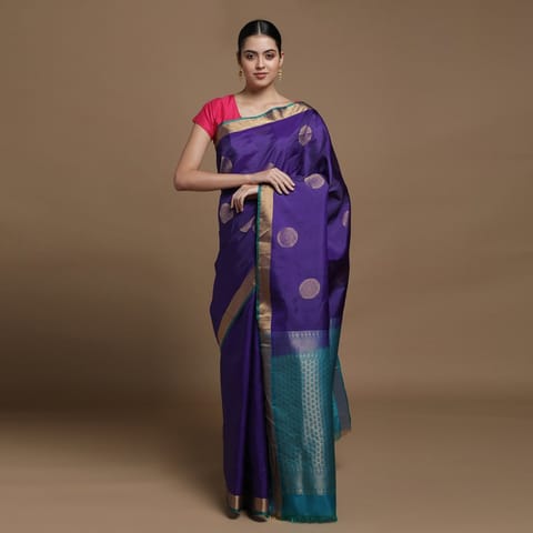 RESHAWeaves - Purple Silk Salem Saree