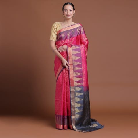 RESHAWeaves - Fuchsia Silk Salem Saree