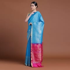 RESHAWeaves - Blue Silk Salem Saree