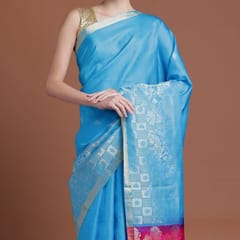 RESHAWeaves - Blue Silk Salem Saree
