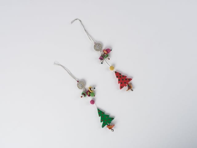 Samoolam Handmade Christmas Tree Decorations ~ Dangling Trees (Set of 2)