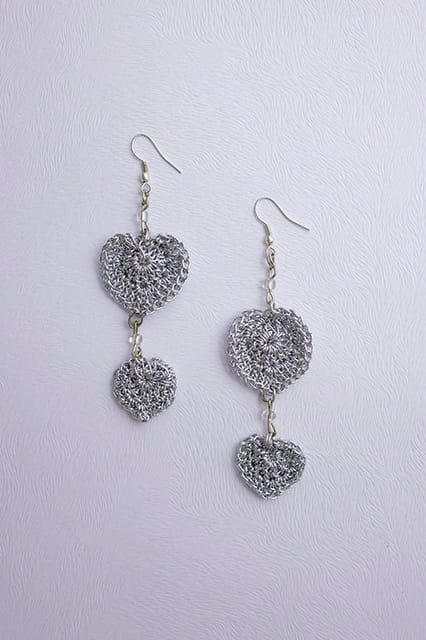 Samoolam Handmade Valentine Hearts Earrings ~ Grey