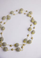 Samoolam Handmade Crochet Nakshatra Moon Necklace - Mint Gold