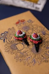 Samoolam Handmade Crochet Flower Hair Clips Set Cinnamon Rose
