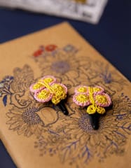 Samoolam Handmade Crochet Flower Hair Clips Set Yellow Butterfly