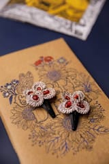 Samoolam Handmade Crochet Flower Hair Clips Set Gold Dazzle