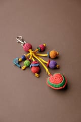 Samoolam Handmade Crochet Boho Bag Charm Key Chain Red Heart