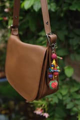 Samoolam Handmade Crochet Boho Bag Charm Key Chain Red Heart