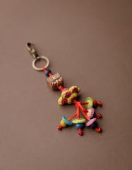 Samoolam Handmade Crochet Boho Bag Charm Key Chain Lotus Woodblock Flower