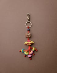 Samoolam Handmade Crochet Boho Bag Charm Key Chain Lotus Woodblock Flower