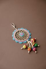 Samoolam Handmade Crochet Boho Bag Charm Key Chain Blue Dreamcatcher