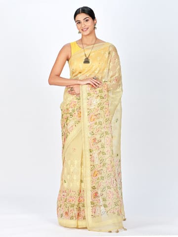 RESHAWeaves - Embroidered Organza Silk Saree