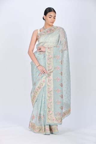 RESHAWeaves - Embroidered Organza Silk Saree