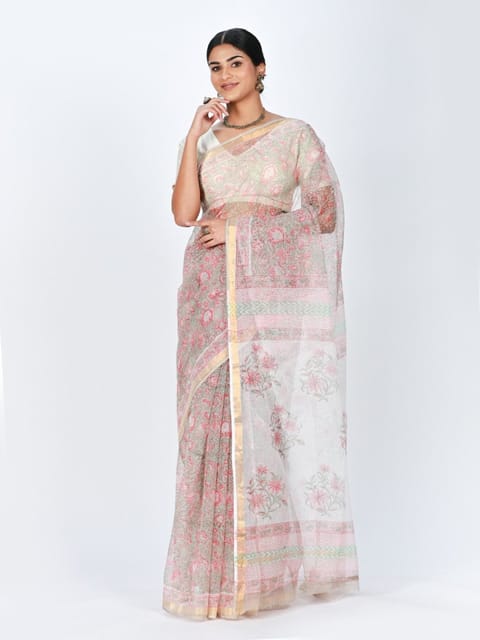 RESHAWeaves - Kota Cotton HandBlock Printed Saree