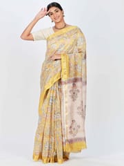 RESHAWeaves - Maheshwari Cotton Silk HandBlock Printed Saree