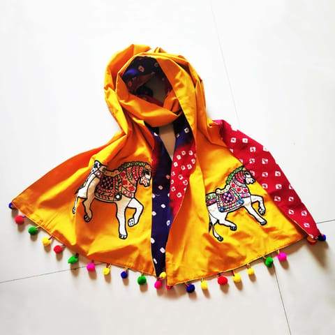 Juhi Malhotra-Yellow Horse Bandhej Stole