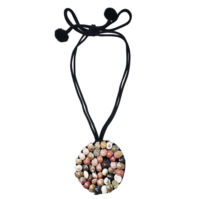 Juhi Malhotra-All Black Shell Necklace