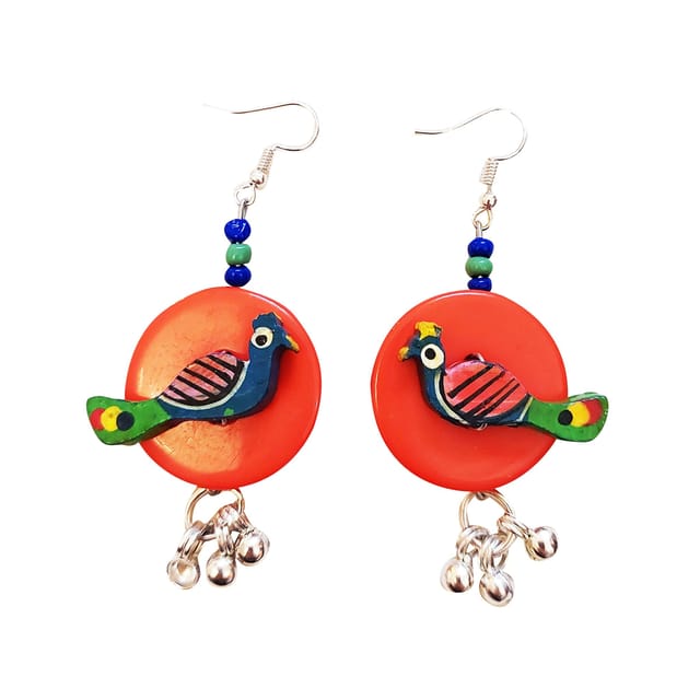 Juhi Malhotra-Orange Peacock Earrings
