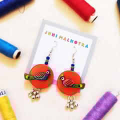 Juhi Malhotra-Orange Peacock Earrings