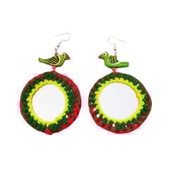 Juhi Malhotra-Green Birdie Mirror Earrings