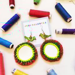Juhi Malhotra-Green Birdie Mirror Earrings