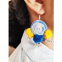 Juhi Malhotra-Shaded Blue Pompom Earrings