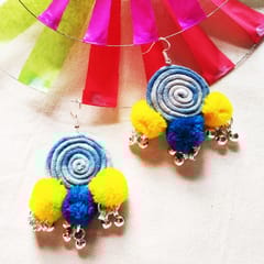 Juhi Malhotra-Shaded Blue Pompom Earrings