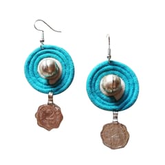 Juhi Malhotra-Turquoise Beaded Coin Earrings