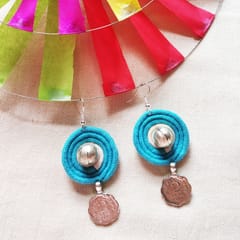 Juhi Malhotra-Turquoise Beaded Coin Earrings