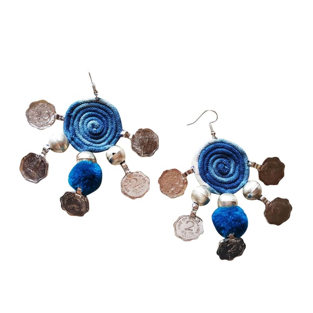 Juhi Malhotra-Cool Blue Coin Earrings