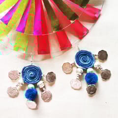 Juhi Malhotra-Cool Blue Coin Earrings