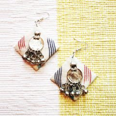 Juhi Malhotra-Serene White Ikat Earrings