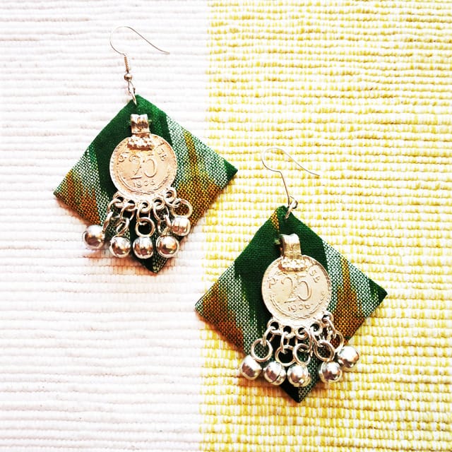 Juhi Malhotra-Earthy Green Ikat Earrings