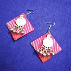 Juhi Malhotra-Vibrant Pink Ikat Earrings