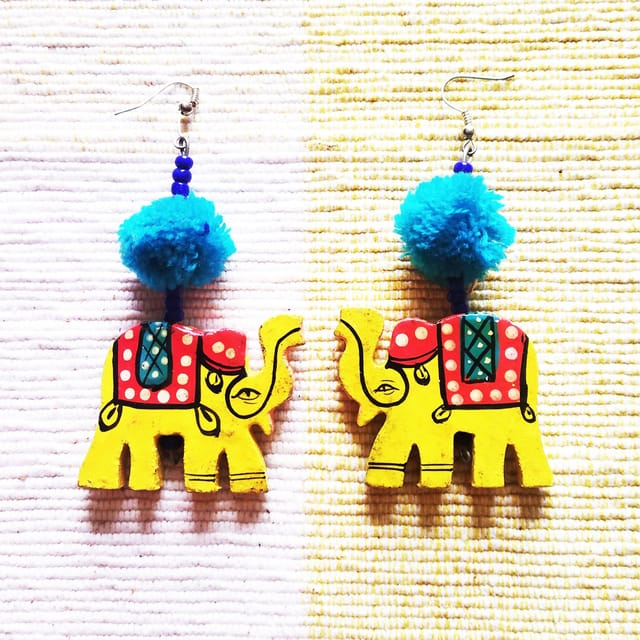Juhi Malhotra-Yellow Hathi Mere Sathi Earrings