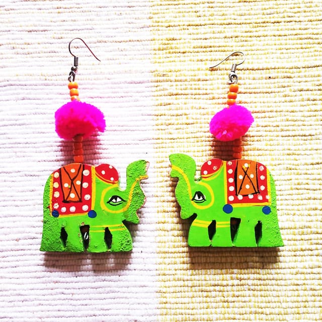 Juhi Malhotra-Green Hathi Mere Sathi Earrings